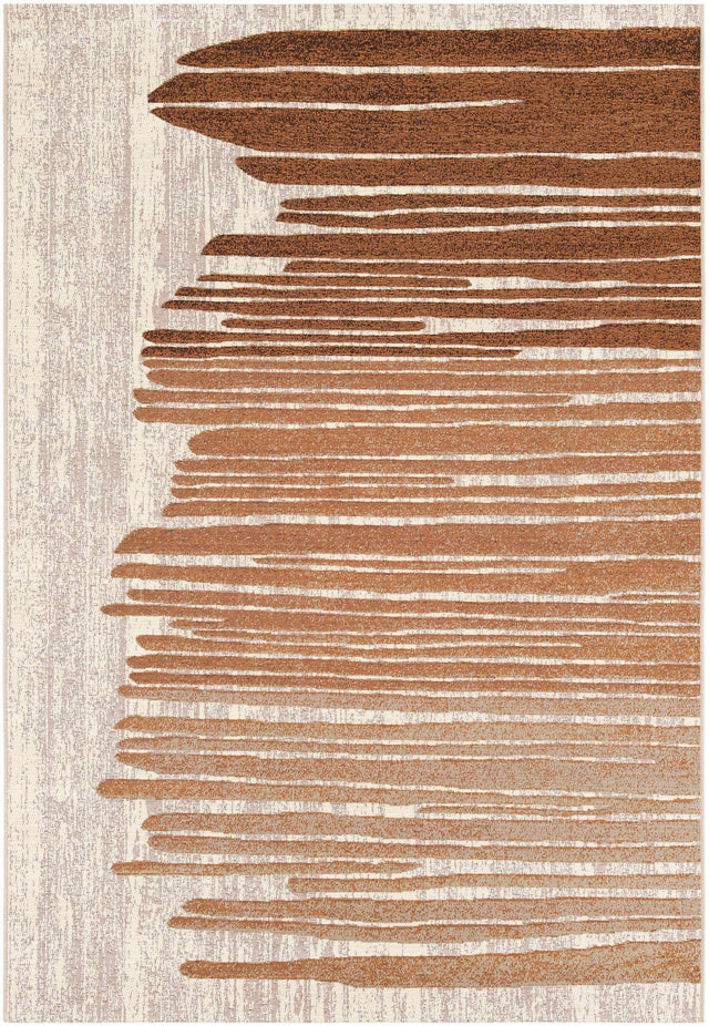 Beige Brown 5' 1 x 8' Outdoor Modern Rectangle Area Rug Weather Resistant for Patio, Deck, Terrace, Balcony, Porch 100% Polypropylene Modern Outside Carpet for Sale at Rug Engine
