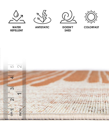 Beige Brown 2' x 5' 1 Outdoor Modern Runner Rug