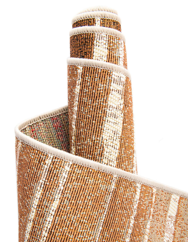Beige Brown 3' x 10' Outdoor Modern Runner Rug