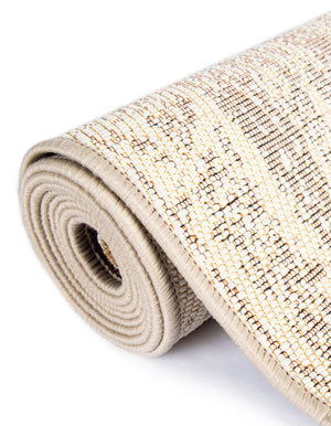 Beige Brown 3' x 10' Outdoor Modern Runner Rug