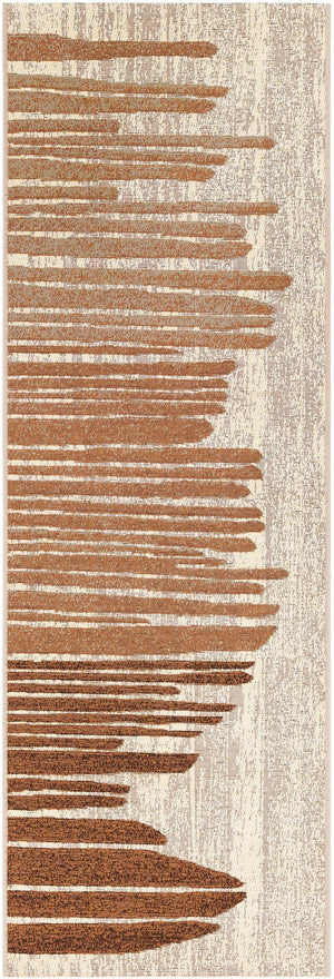 Beige Brown 2' x 6' 1 Outdoor Modern Runner Rug
