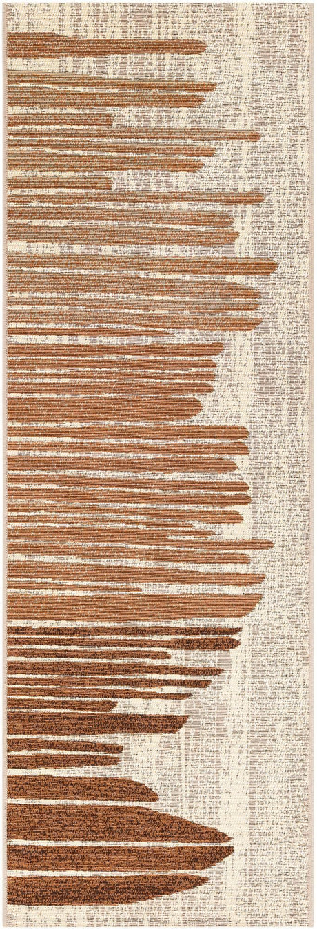Beige Brown 2' x 6' 1 Outdoor Modern Runner Rug