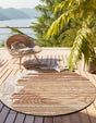 Beige Brown 7' 10 x 7' 10 Outdoor Modern Round Area Rug Weather Resistant for Patio, Deck, Terrace, Balcony, Porch 100% Polypropylene Modern Outside Carpet for Sale at Rug Engine