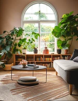 Beige Brown 4' 1 x 4' 1 Outdoor Modern Round Area Rug Weather Resistant for Patio, Deck, Terrace, Balcony, Porch 100% Polypropylene Modern Outside Carpet for Sale at Rug Engine