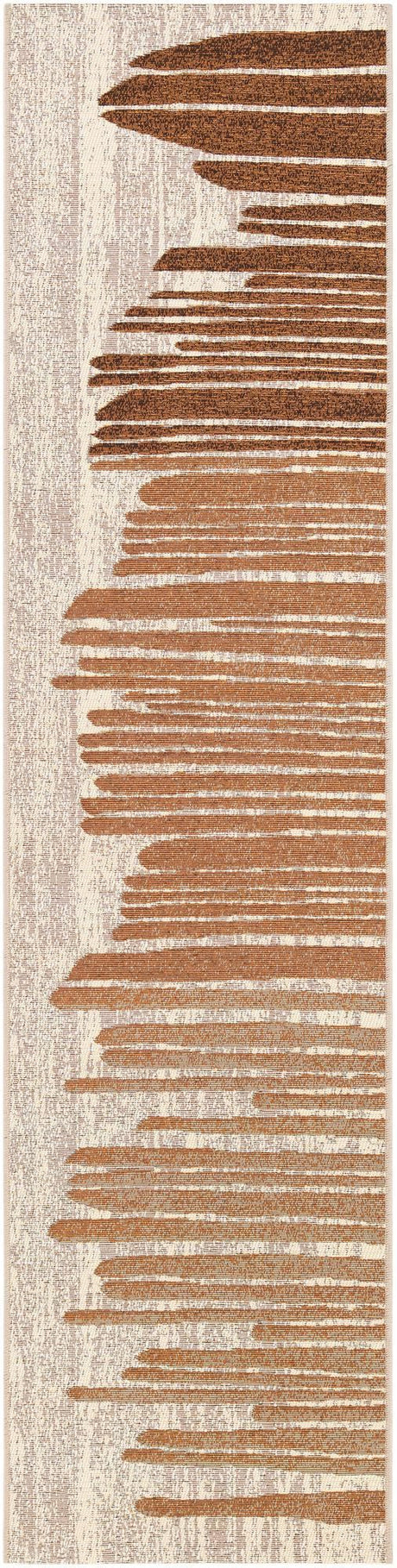 Beige Brown 2' x 8' Outdoor Modern Runner Rug