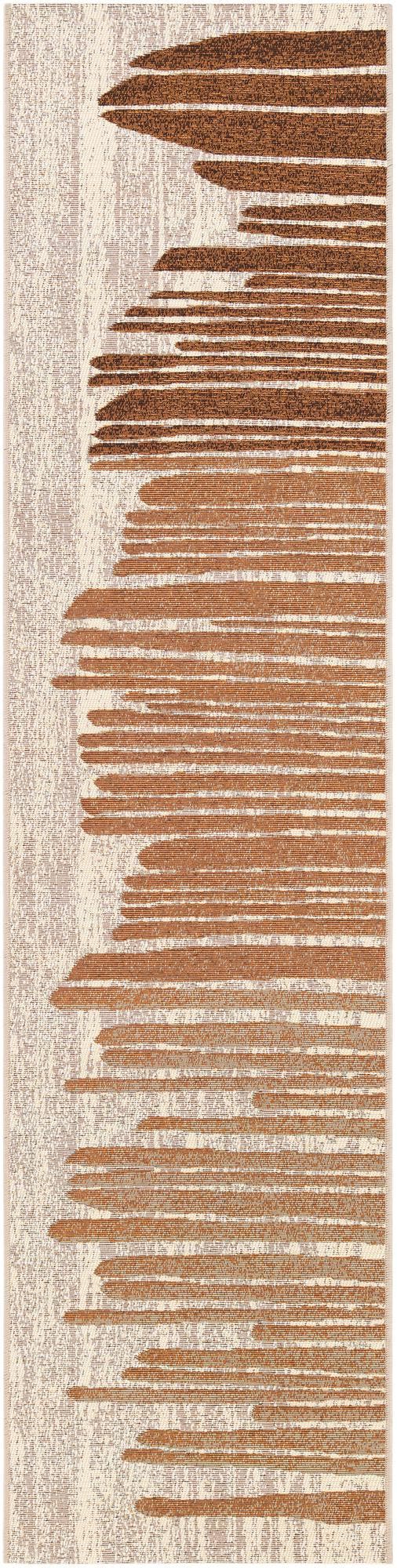 Beige Brown 2' x 8' Outdoor Modern Runner Rug