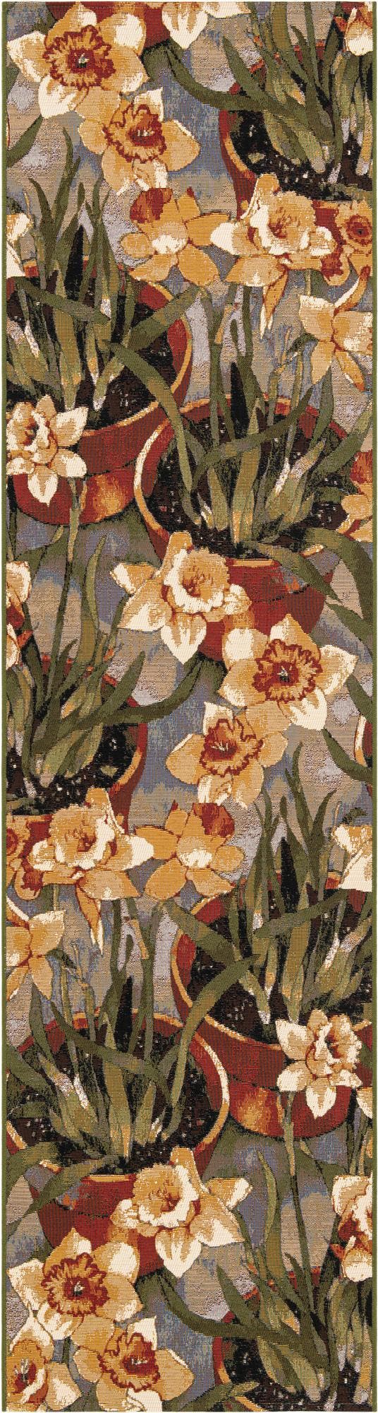 Multicolor 2' 7 x 10' Outdoor Botanical Runner Area Rug Weather Resistant for Patio, Deck, Terrace, Balcony, Porch Polypropylene Garden Floral Tropical Carpet for Sale at Rug Engine