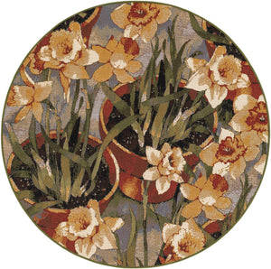 Multicolor 4' 1 x 4' 1 Outdoor Botanical Round Area Rug Weather Resistant for Patio, Deck, Terrace, Balcony, Porch Polypropylene Garden Floral Tropical Carpet for Sale at Rug Engine
