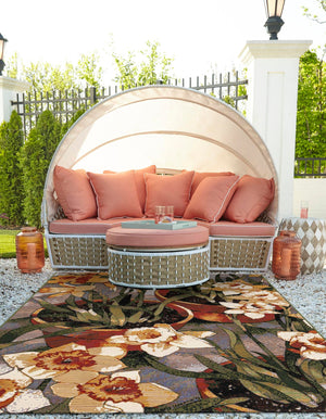 Multicolor 4' 1 x 6' 1 Outdoor Botanical Rectangle Rug