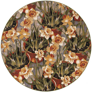 Multicolor 7' 10 x 7' 10 Outdoor Botanical Round Area Rug Weather Resistant for Patio, Deck, Terrace, Balcony, Porch Polypropylene Garden Floral Tropical Carpet for Sale at Rug Engine