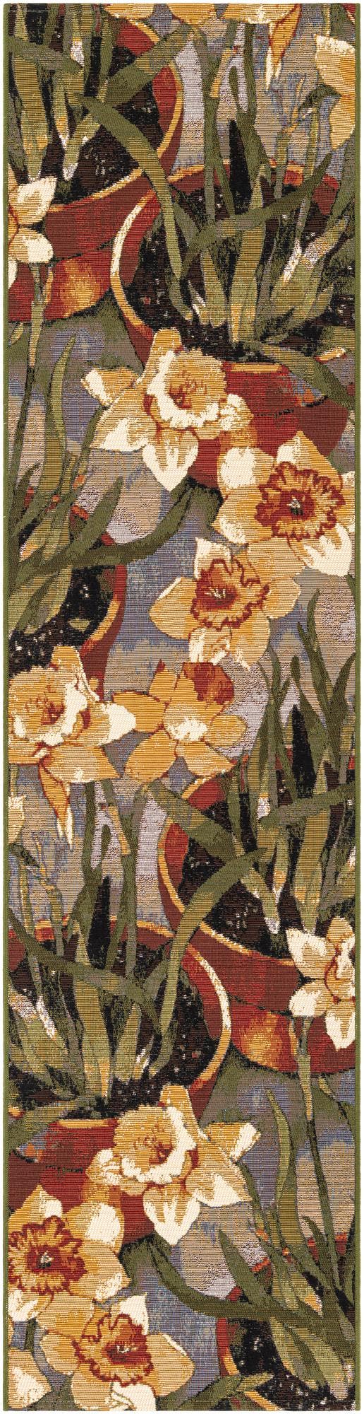 Multicolor 2' x 8' Outdoor Botanical Runner Area Rug Weather Resistant for Patio, Deck, Terrace, Balcony, Porch Polypropylene Garden Floral Tropical Carpet for Sale at Rug Engine