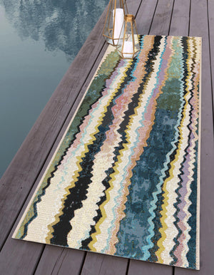 Multicolor 2' x 6' 1 Outdoor Modern Runner Area Rug Weather Resistant for Patio, Deck, Terrace, Balcony, Porch 100% Polypropylene Modern Outside Carpet for Sale at Rug Engine