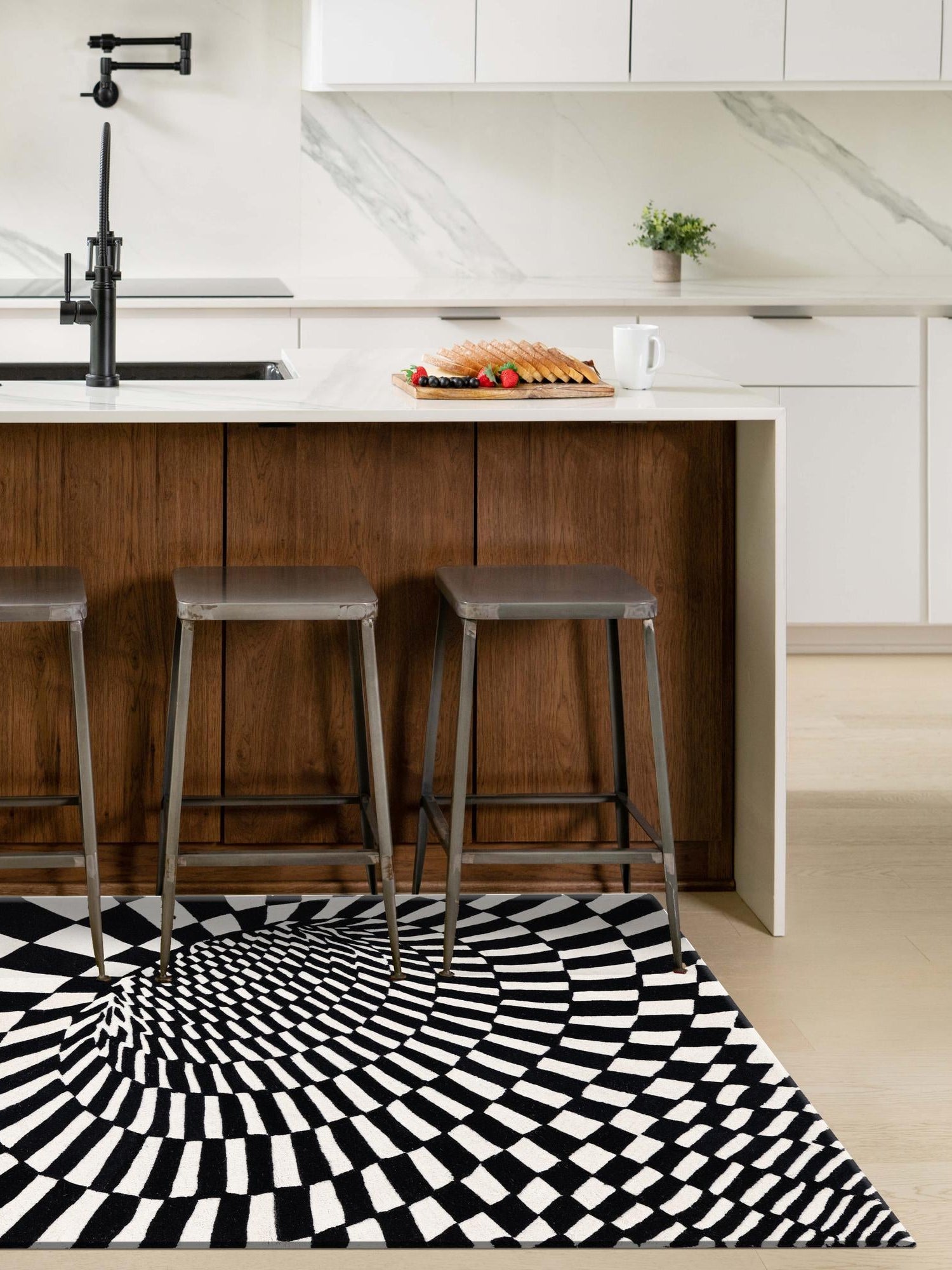 Black and White 10' x 14' 1 Vortex Wool Rectangle Area Rug Hand Tufted 100% Wool Pile & Cotton Backing All Natural Luxury 3D Carpet for Sale at Rug Engine