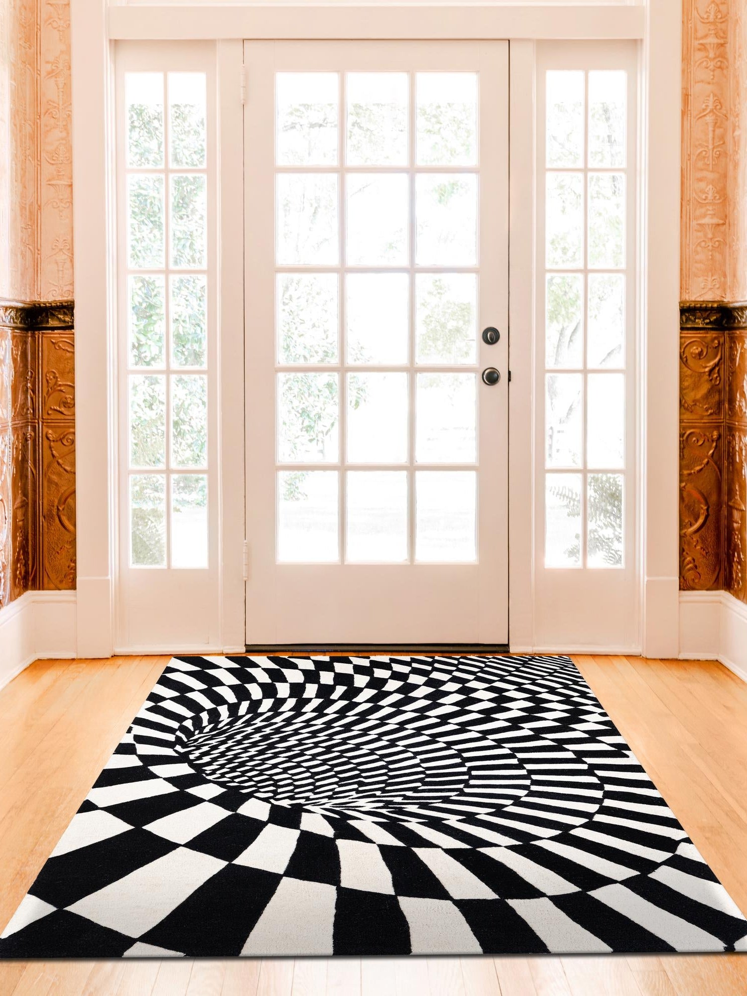 Black and White 7' 10 x 10' Vortex Wool Rectangle Area Rug Hand Tufted 100% Wool Pile & Cotton Backing All Natural Luxury 3D Carpet for Sale at Rug Engine