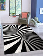 Black and White 3' 3 x 5' 3 Vortex Wool Rectangle Area Rug Hand Tufted 100% Wool Pile & Cotton Backing All Natural Luxury 3D Carpet for Sale at Rug Engine