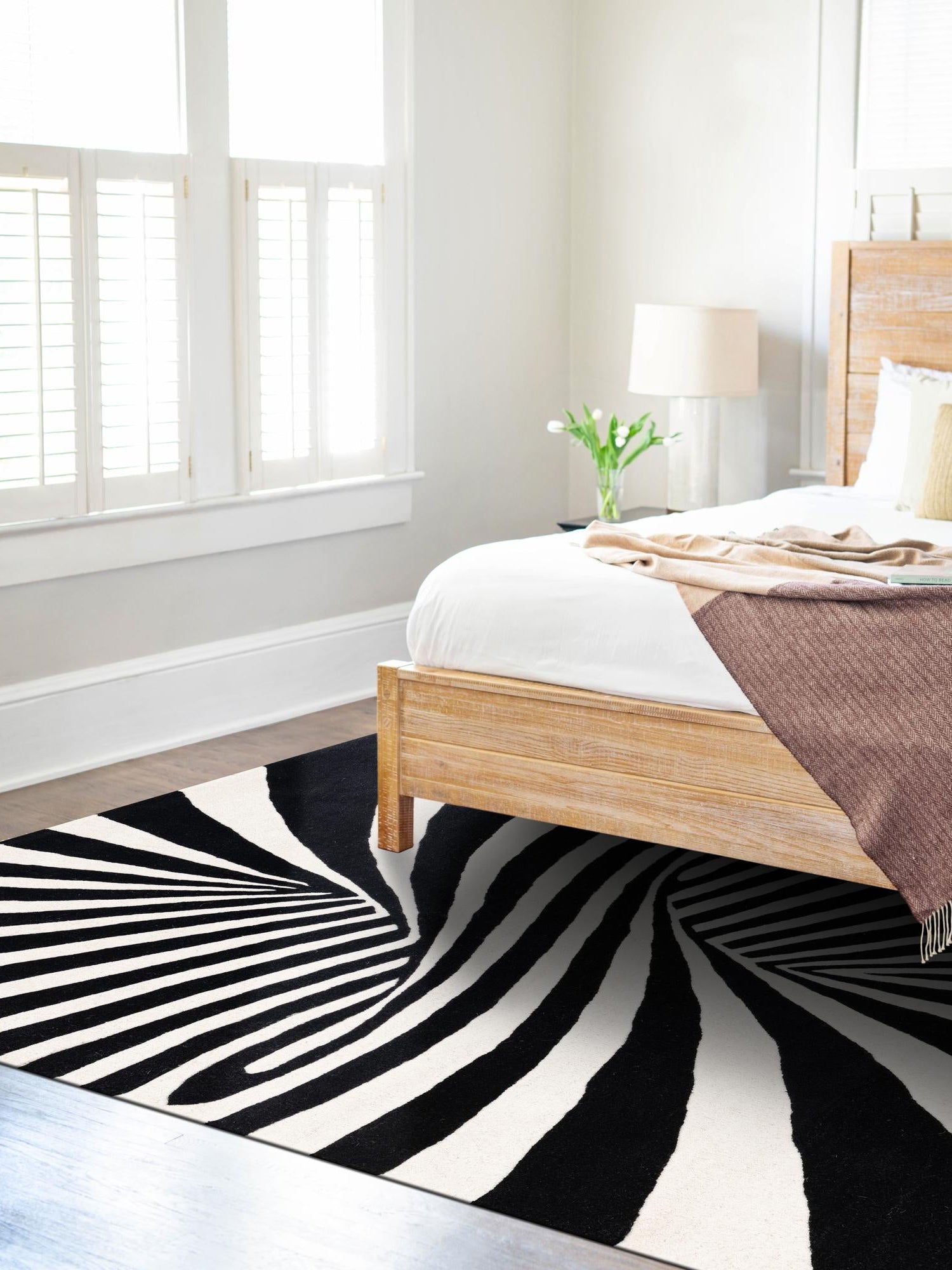 Black and White 5' 1 x 8' Vortex Wool Rectangle Area Rug Hand Tufted 100% Wool Pile & Cotton Backing All Natural Luxury 3D Carpet for Sale at Rug Engine
