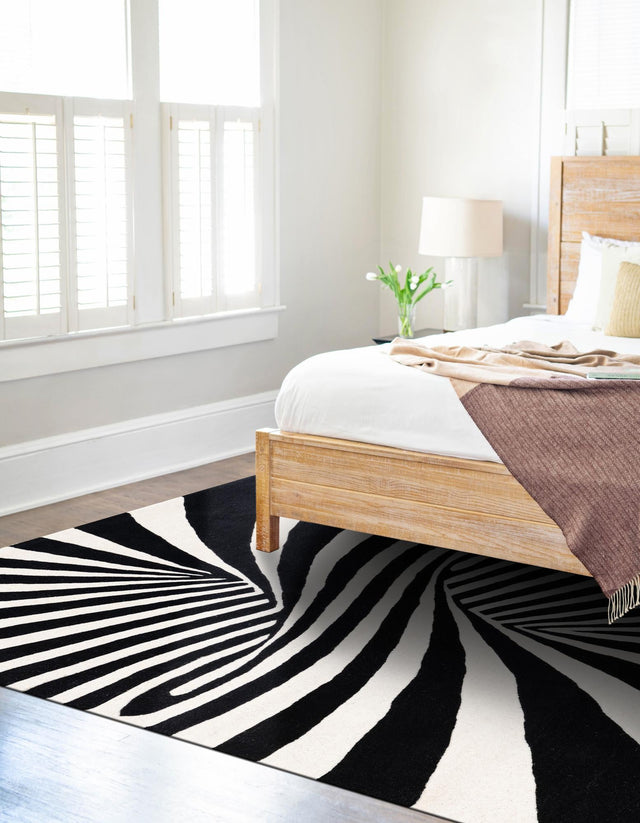 Black and White 10' x 14' 1 Vortex Wool Rectangle Rug