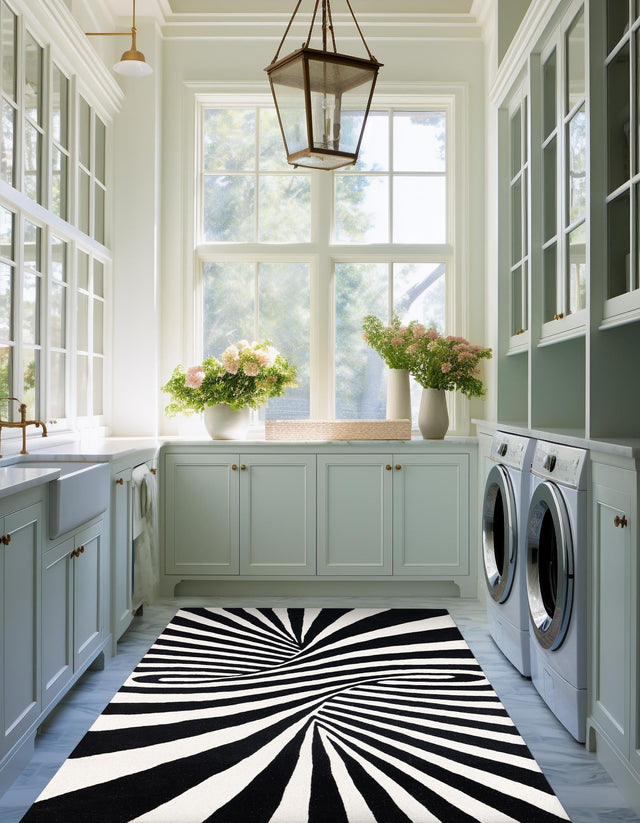 Black and White 10' x 14' 1 Vortex Wool Rectangle Rug
