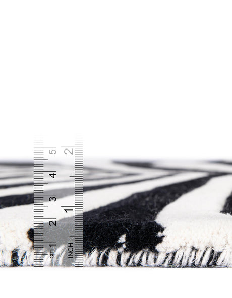 Black and White 7' 10 x 7' 10 Vortex Wool Square Area Rug Hand Tufted 100% Wool Pile & Cotton Backing All Natural Luxury 3D Carpet for Sale at Rug Engine
