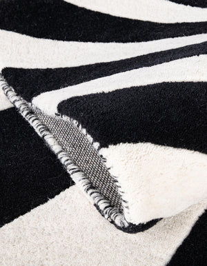 Black and White 7' 10 x 7' 10 Vortex Wool Square Area Rug Hand Tufted 100% Wool Pile & Cotton Backing All Natural Luxury 3D Carpet for Sale at Rug Engine