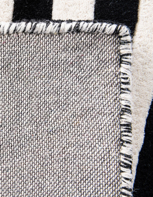 Black and White 7' 10 x 7' 10 Vortex Wool Square Area Rug Hand Tufted 100% Wool Pile & Cotton Backing All Natural Luxury 3D Carpet for Sale at Rug Engine