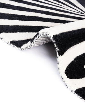 Black and White 7' 10 x 7' 10 Vortex Wool Square Area Rug Hand Tufted 100% Wool Pile & Cotton Backing All Natural Luxury 3D Carpet for Sale at Rug Engine