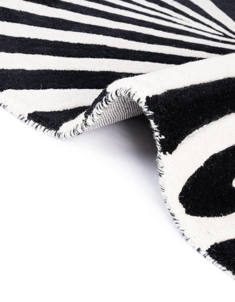 Black and White 7' 10 x 7' 10 Vortex Wool Square Area Rug Hand Tufted 100% Wool Pile & Cotton Backing All Natural Luxury 3D Carpet for Sale at Rug Engine