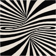 Black and White 7' 10 x 7' 10 Vortex Wool Square Area Rug Hand Tufted 100% Wool Pile & Cotton Backing All Natural Luxury 3D Carpet for Sale at Rug Engine