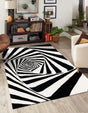 Black and White 9' x 12' Vortex Wool Rectangle Area Rug Hand Tufted 100% Wool Pile & Cotton Backing All Natural Luxury 3D Carpet for Sale at Rug Engine