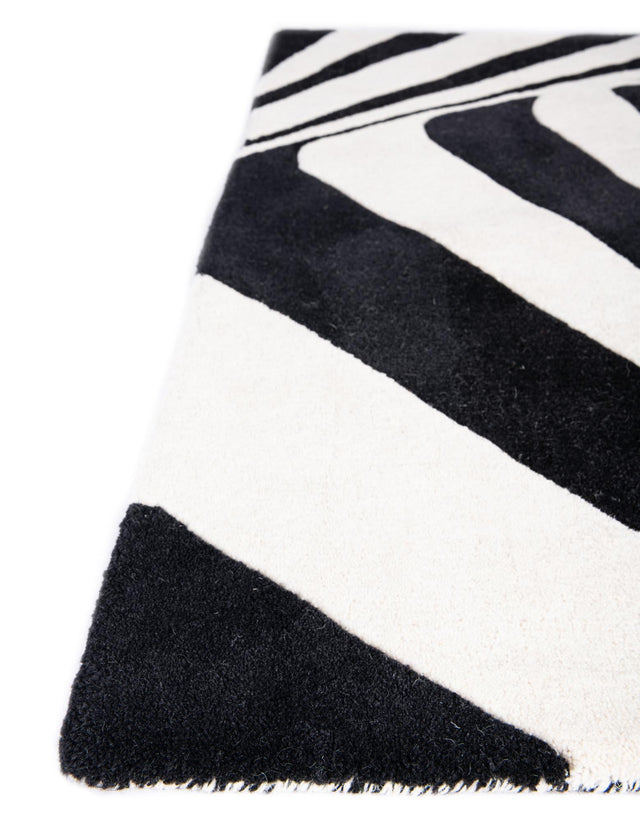 Black and White 7' 10 x 7' 10 Vortex Wool Square Area Rug Hand Tufted 100% Wool Pile & Cotton Backing All Natural Luxury 3D Carpet for Sale at Rug Engine
