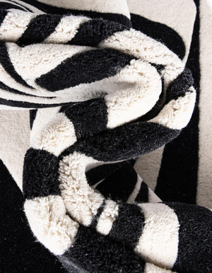 Black and White 7' 10 x 7' 10 Vortex Wool Square Area Rug Hand Tufted 100% Wool Pile & Cotton Backing All Natural Luxury 3D Carpet for Sale at Rug Engine