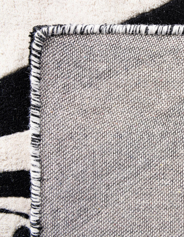 Black and White 7' 10 x 7' 10 Vortex Wool Square Area Rug Hand Tufted 100% Wool Pile & Cotton Backing All Natural Luxury 3D Carpet for Sale at Rug Engine