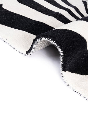Black and White 7' 10 x 7' 10 Vortex Wool Square Area Rug Hand Tufted 100% Wool Pile & Cotton Backing All Natural Luxury 3D Carpet for Sale at Rug Engine