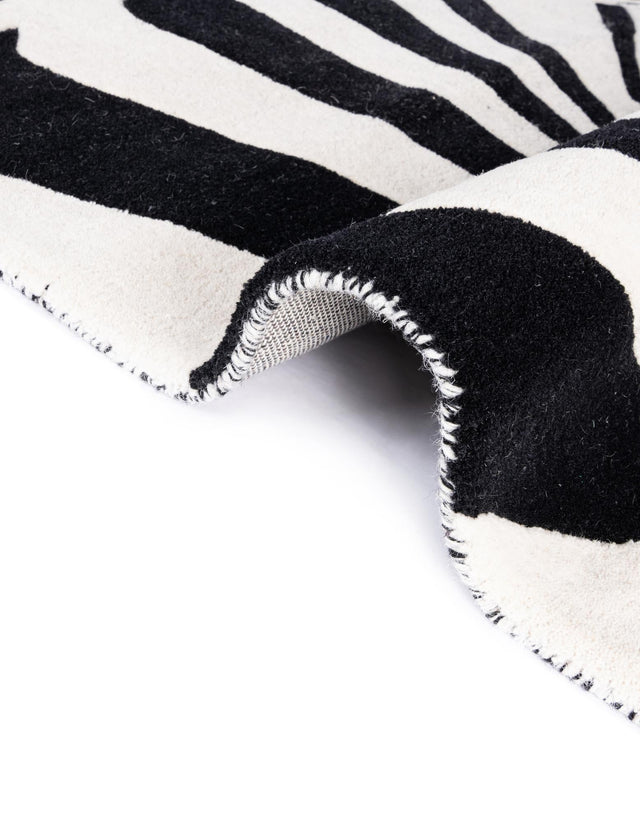 Black and White 7' 10 x 7' 10 Vortex Wool Square Area Rug Hand Tufted 100% Wool Pile & Cotton Backing All Natural Luxury 3D Carpet for Sale at Rug Engine