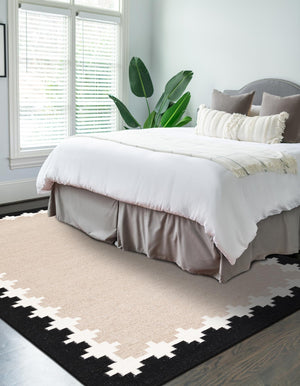 Gray and Black 4' 1 x 6' 1 Kilim Wool Rectangle Area Rug Hand Woven All Natural Traditional Carpet for Unique Home Interior Design for Sale at Rug Engine