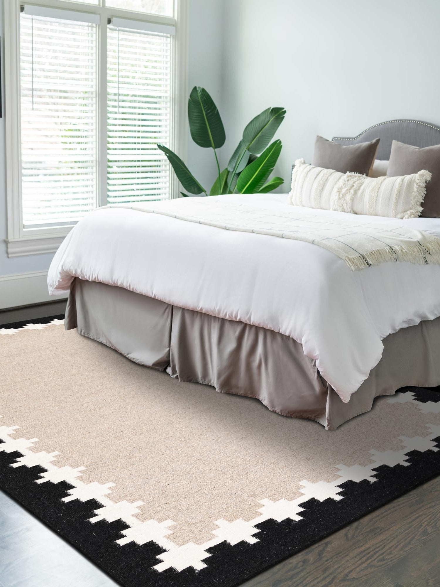 Gray and Black 7' 10 x 10' Kilim Wool Rectangle Area Rug Hand Woven All Natural Traditional Carpet for Unique Home Interior Design for Sale at Rug Engine