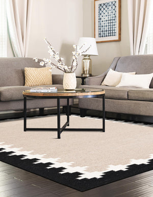 Gray and Black 9' x 12' Kilim Wool Rectangle Area Rug Hand Woven All Natural Traditional Carpet for Unique Home Interior Design for Sale at Rug Engine