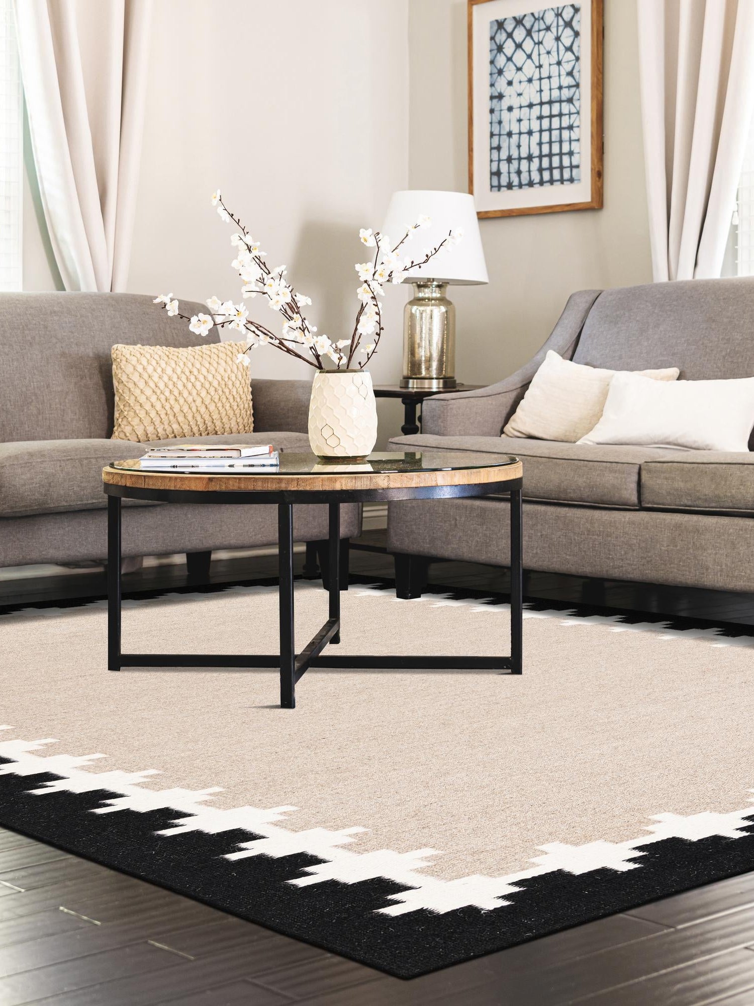 Gray and Black 3' 1 x 5' 1 Kilim Wool Rectangle Area Rug Hand Woven All Natural Traditional Carpet for Unique Home Interior Design for Sale at Rug Engine