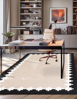 Gray and Black 5' 1 x 8' Kilim Wool Rectangle Area Rug Hand Woven All Natural Traditional Carpet for Unique Home Interior Design for Sale at Rug Engine