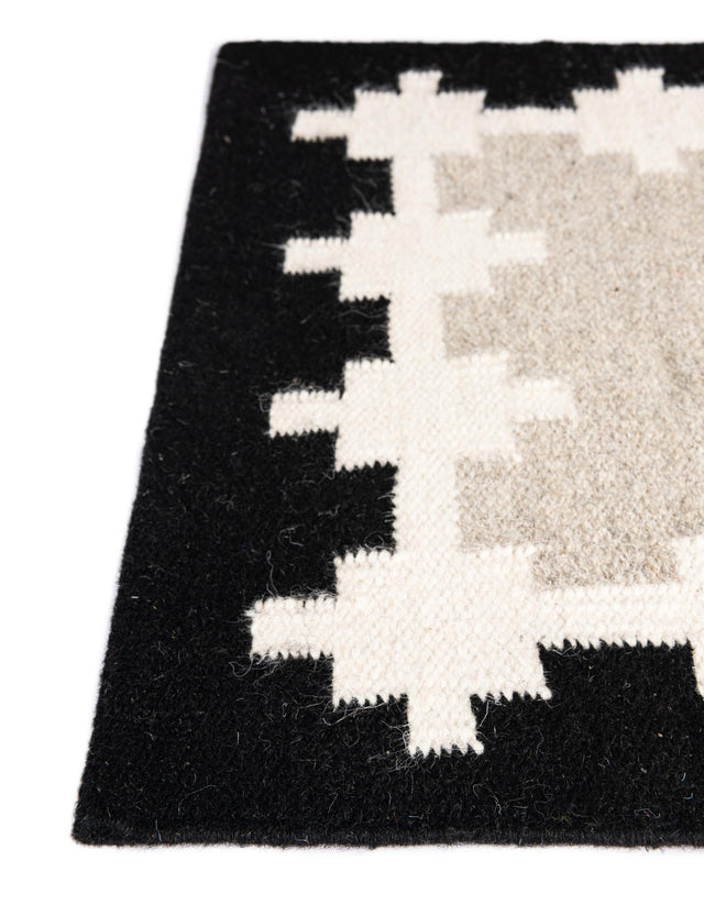 Gray and Black 5' 1 x 8' Kilim Wool Rectangle Area Rug Hand Woven All Natural Traditional Carpet for Unique Home Interior Design for Sale at Rug Engine