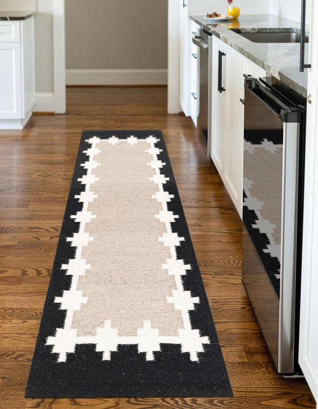 Gray and Black 2' 7 x 10' Kilim Wool Runner Area Rug Hand Woven All Natural Traditional Carpet for Unique Home Interior Design for Sale at Rug Engine