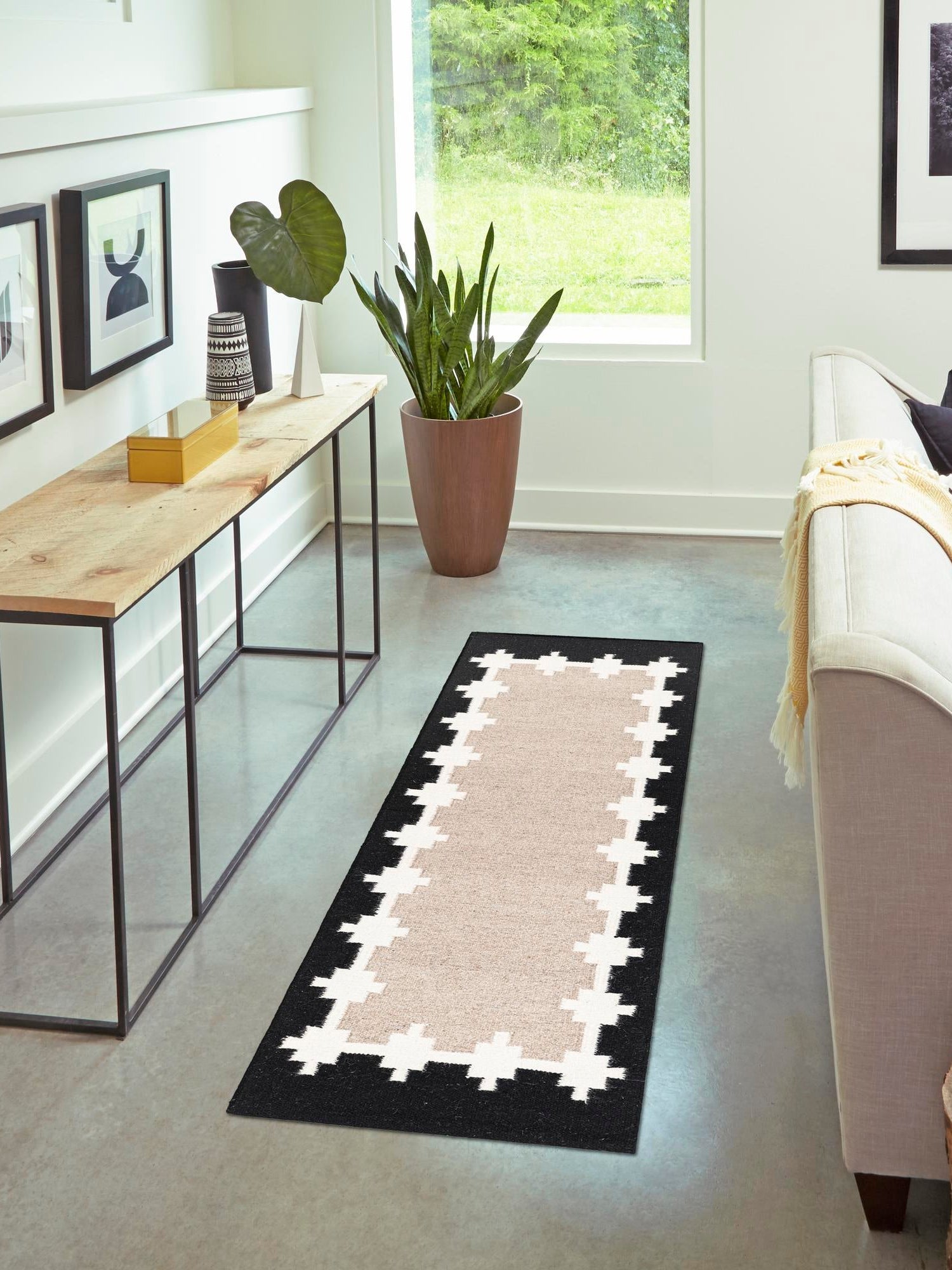 Gray and Black 2' 7 x 10' Kilim Wool Runner Area Rug Hand Woven All Natural Traditional Carpet for Unique Home Interior Design for Sale at Rug Engine