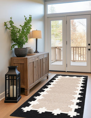 Gray and Black 2' x 5' 1 Kilim Wool Runner Area Rug Hand Woven All Natural Traditional Carpet for Unique Home Interior Design for Sale at Rug Engine
