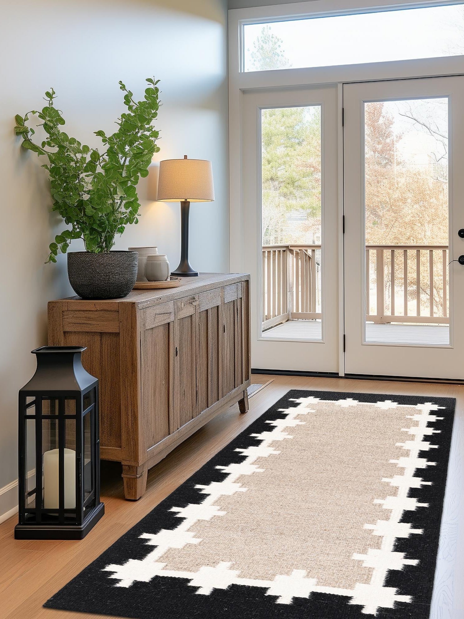 Gray and Black 3' 3 x 14' 1 Kilim Wool Runner Area Rug Hand Woven All Natural Traditional Carpet for Unique Home Interior Design for Sale at Rug Engine