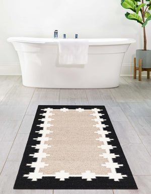 Gray and Black 2' x 6' 1 Kilim Wool Runner Area Rug Hand Woven All Natural Traditional Carpet for Unique Home Interior Design for Sale at Rug Engine