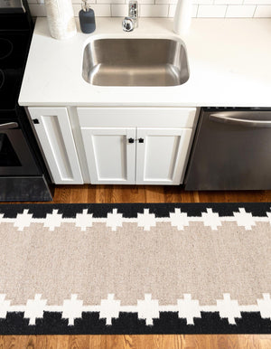 Gray and Black 2' 7 x 10' Kilim Wool Runner Area Rug Hand Woven All Natural Traditional Carpet for Unique Home Interior Design for Sale at Rug Engine