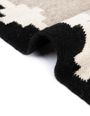 Gray and Black 7' 10 x 7' 10 Kilim Wool Square Area Rug Hand Woven All Natural Traditional Carpet for Unique Home Interior Design for Sale at Rug Engine