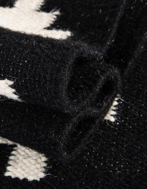 Gray and Black 7' 10 x 7' 10 Kilim Wool Square Area Rug Hand Woven All Natural Traditional Carpet for Unique Home Interior Design for Sale at Rug Engine