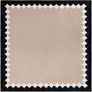Gray and Black 7' 10 x 7' 10 Kilim Wool Square Area Rug Hand Woven All Natural Traditional Carpet for Unique Home Interior Design for Sale at Rug Engine