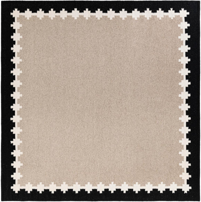Gray and Black 7' 10 x 7' 10 Kilim Wool Square Area Rug Hand Woven All Natural Traditional Carpet for Unique Home Interior Design for Sale at Rug Engine